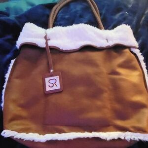 SR2 Sandra Roberts Faux Suede Tote Bag